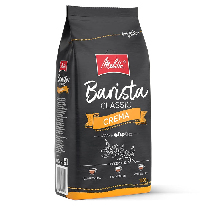 Melitta Barista Classic Espresso, Ganze Kaffee-Bohnen 1Kg, Ungemahlen, Kaffeebohnen Für Kaffee-Vollautomat, Kräftige Röstung, Stärke 5