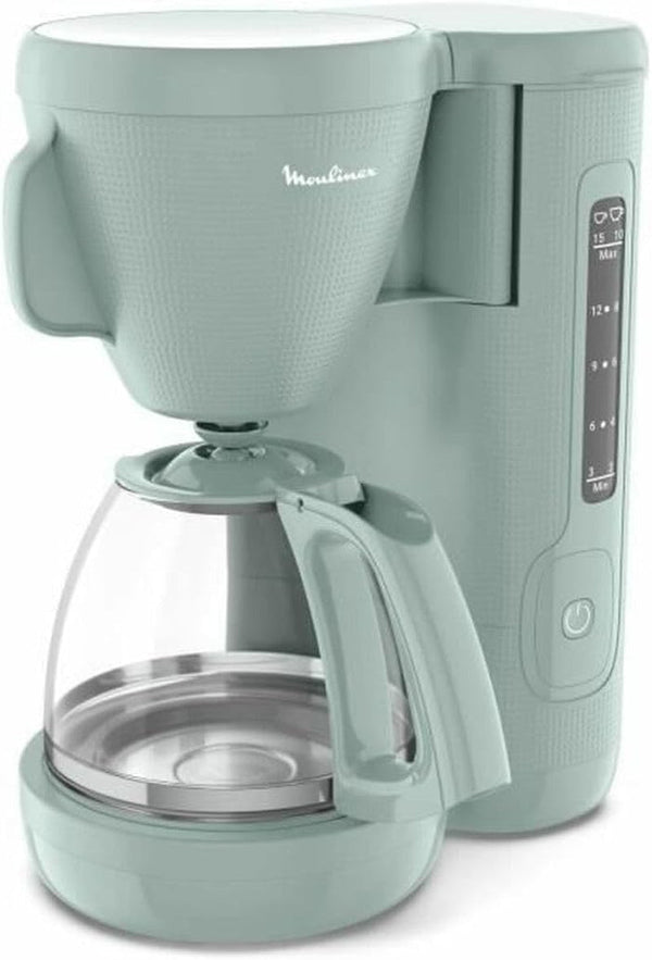 Cafetieră cu filtru Moulinex, rezervor de apă frontal, 1,25 L, filtru permanent, suport pivotant pentru filtru cu mâner lat, opritor de picurare, funcție Keep Warm, culoare Eucalyptus Morning FG2M1310