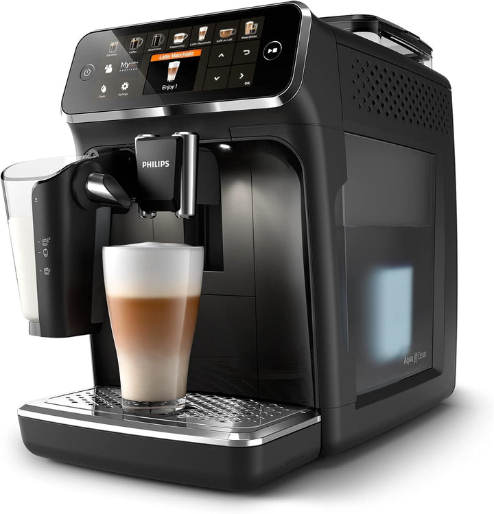 Aparat de cafea Philips Series 5400 - Sistem de lapte Lattego, 12 specialități de cafea, Afișaj intuitiv, 4 profiluri de utilizator, Negru (EP5441/50) & Filtru de apă Philips Kalk CA6903/10 Aqua Clean