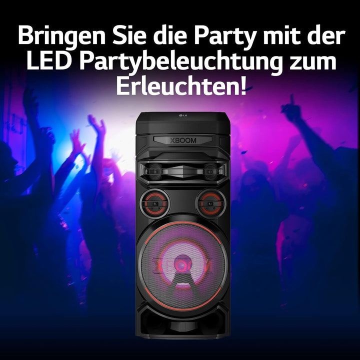 LG XBOOM RNC7, sistem audio cu 3 căi și 5 difuzoare (Dolby Audio, funcții karaoke și DJ, iluminare), negru [an model 2023]