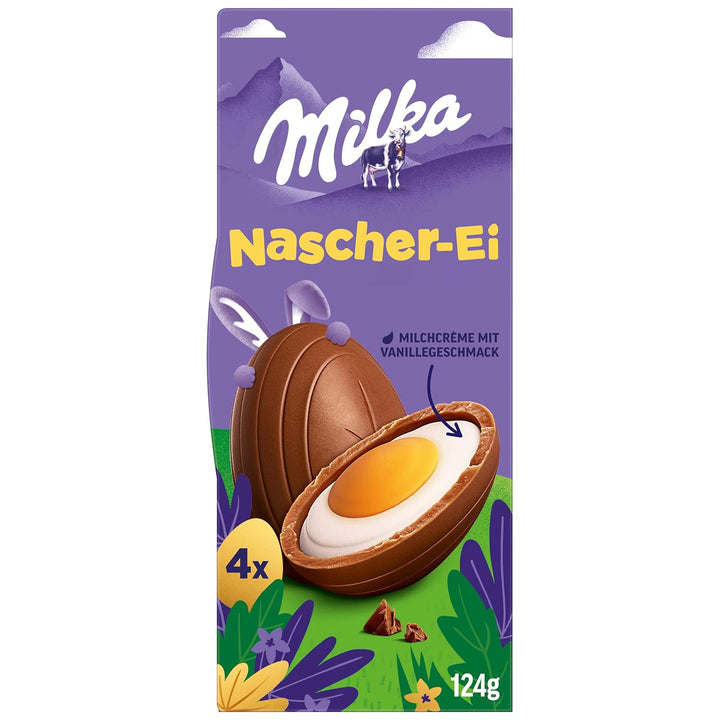 Milka Nascher-Ei 1 X 124G I Osterschokolade Einzelpackung I Für Das Osternest Und Zum Verstecken I Süßigkeiten Zu Ostern Aus 100% Alpenmilch Schokolade