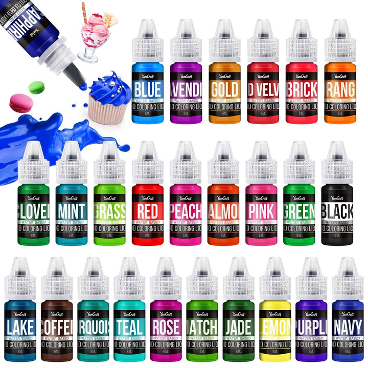 Lebensmittelfarbe - 20 Farben Hoch Konzentriert Flüssig Lebensmittel Farbe Zum Kuchen, Backen, Ostereiern, Getränken - Zuckerfrei Food Coloring Für Fondant, Zuckerguss, Slime, Tortendeko - 10Ml Je