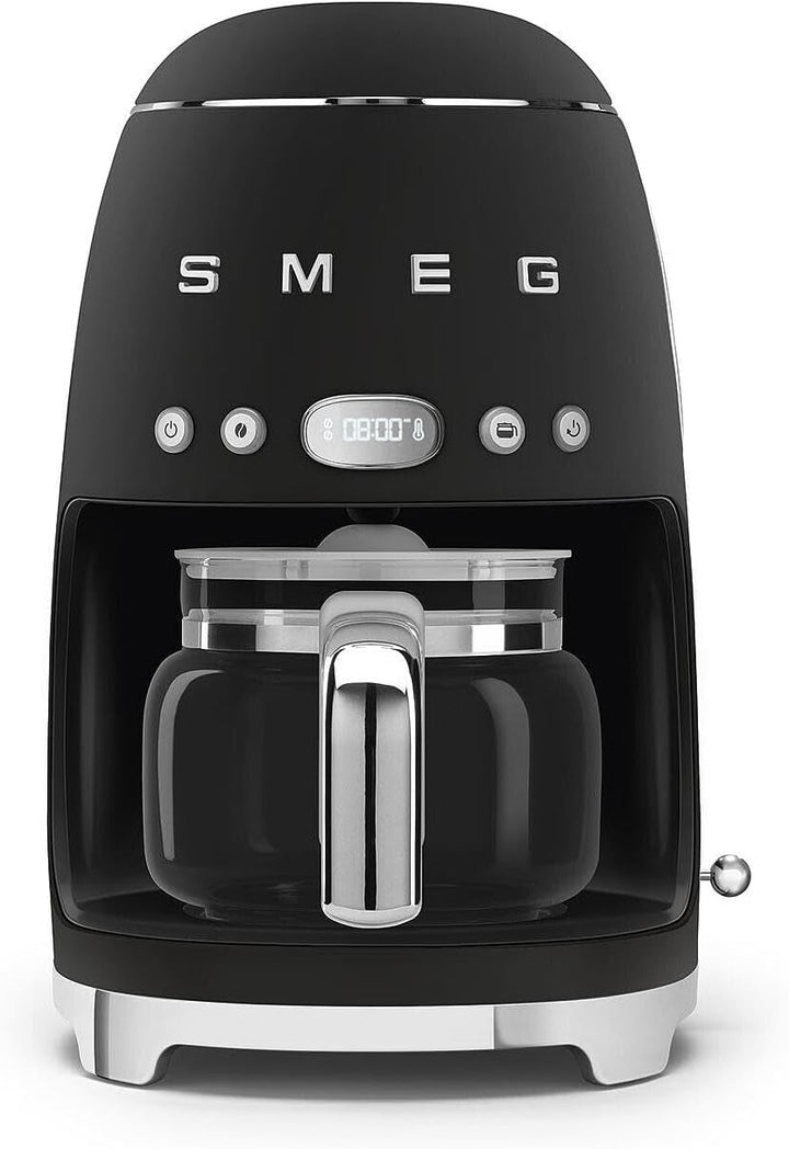 Smeg, DCF02PBEU, Cafetieră cu filtru, Aroma și funcție de pornire automată, Carafă din sticlă până la 12 cești, 2 niveluri de intensitate, Funcție de menținere la cald, 1050W, Albastru pastel