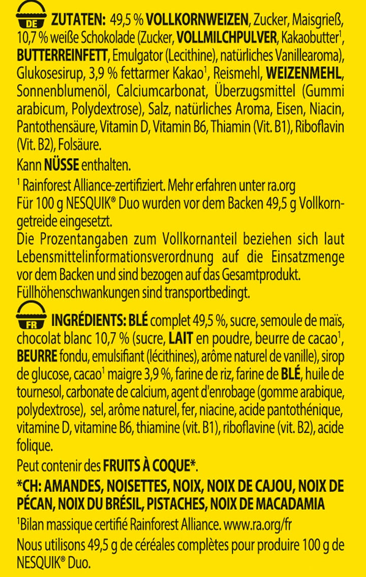 NESTLÉ  Duo Cereals, Braune Und Weiße Schoko Cerealien Mit Vollkorn (1 X 325 G)