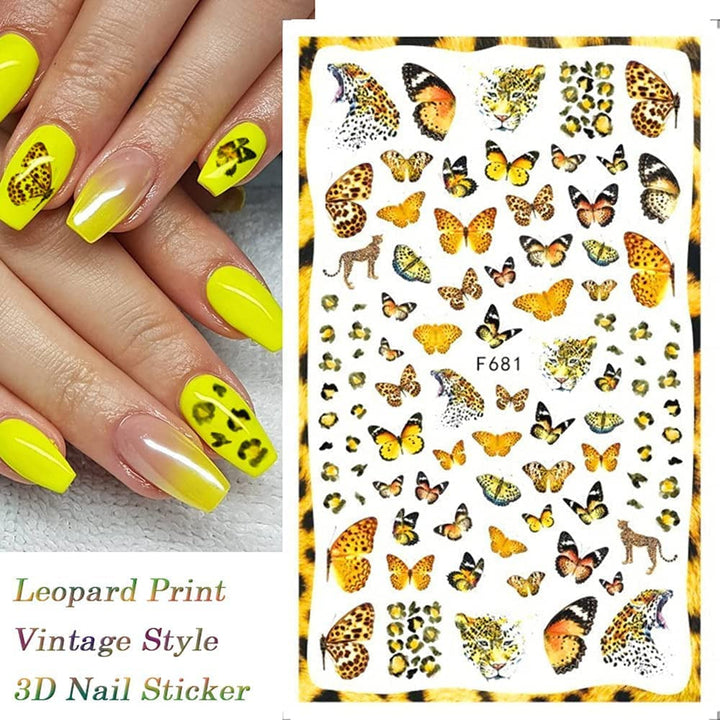 JMEOWIO Nagelsticker Schmetterling 8 Blätter Nagelaufkleber Selbstklebend Blau Schwarz Gold Schmetterling Nail Art Dekoration Nagel Design Zubehör