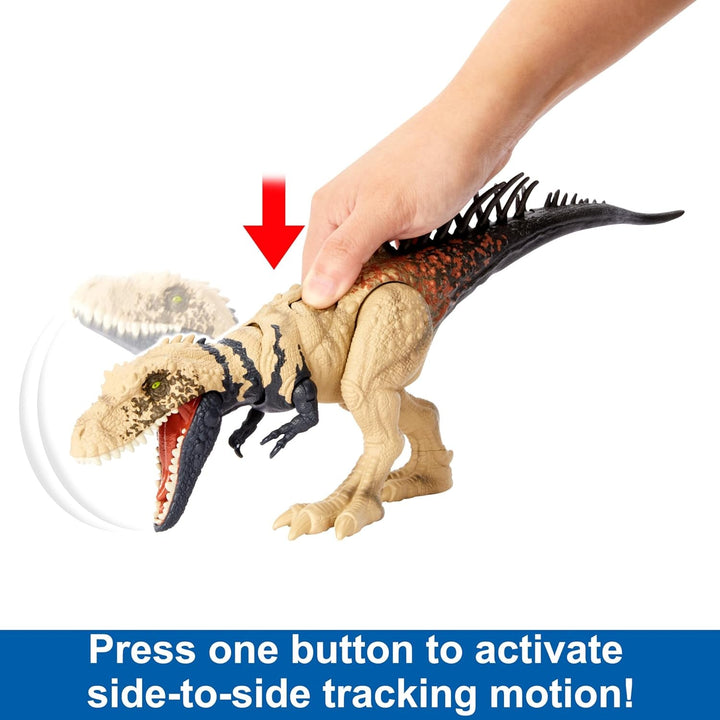 Jucărie dinozaur Jurassic World, Bistahieversor Gigantic Trackers Specii mari Figura de acțiune cu mișcare de atac și echipament de urmărire, distracție digitală, HLP27