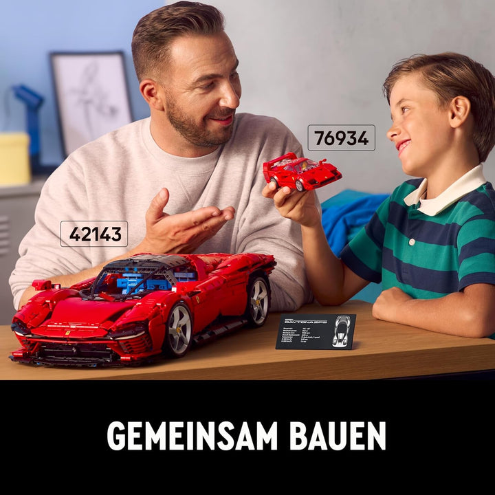 Kit machetă LEGO Technic Ferrari Daytona SP3 la scara 1:8, Mașină super sport roșie, Obiect de colecție machetă de mașină extinsă, Ultimate Car Concept 42143