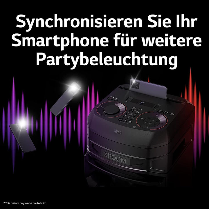 LG XBOOM RNC7, sistem audio cu 3 căi și 5 difuzoare (Dolby Audio, funcții karaoke și DJ, iluminare), negru [an model 2023]