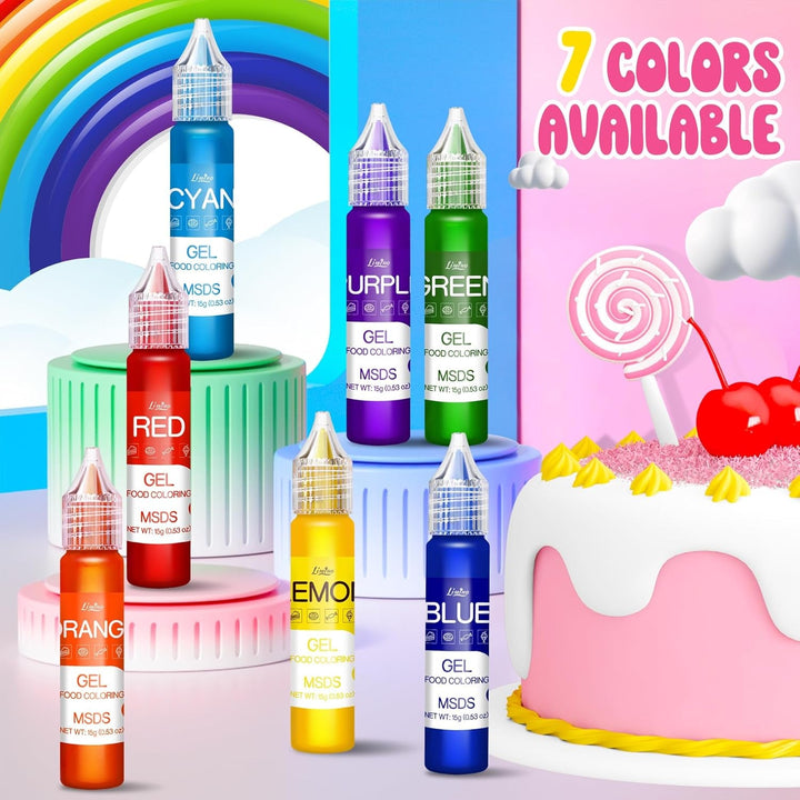 Lebensmittelfarbe Gel - Regenbogen Farben Gel Lebensmittel Farben Für Kuchen, Backen, Kekse, Macaron - Zuckerfrei Konzentrierte Farbe Food Coloring Für Tortendeko, Getränken, Osterei, Slime - Je 15G