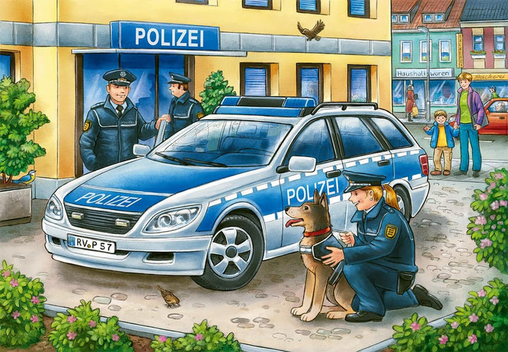 Ravensburger Puzzle pentru copii - 07574 Poliția și pompierii - Puzzle pentru copii de la 3 ani, cu 2X12 piese