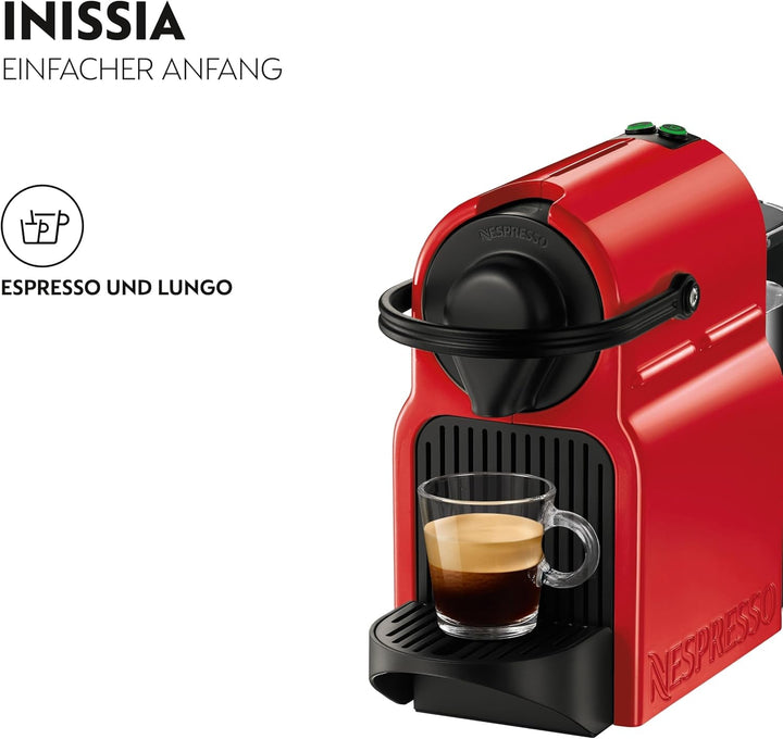 Aparat cu capsule Nespresso Inissia XN1005 de la Krups, Foarte rapid de utilizat, Oprire automată, Roșu cireș