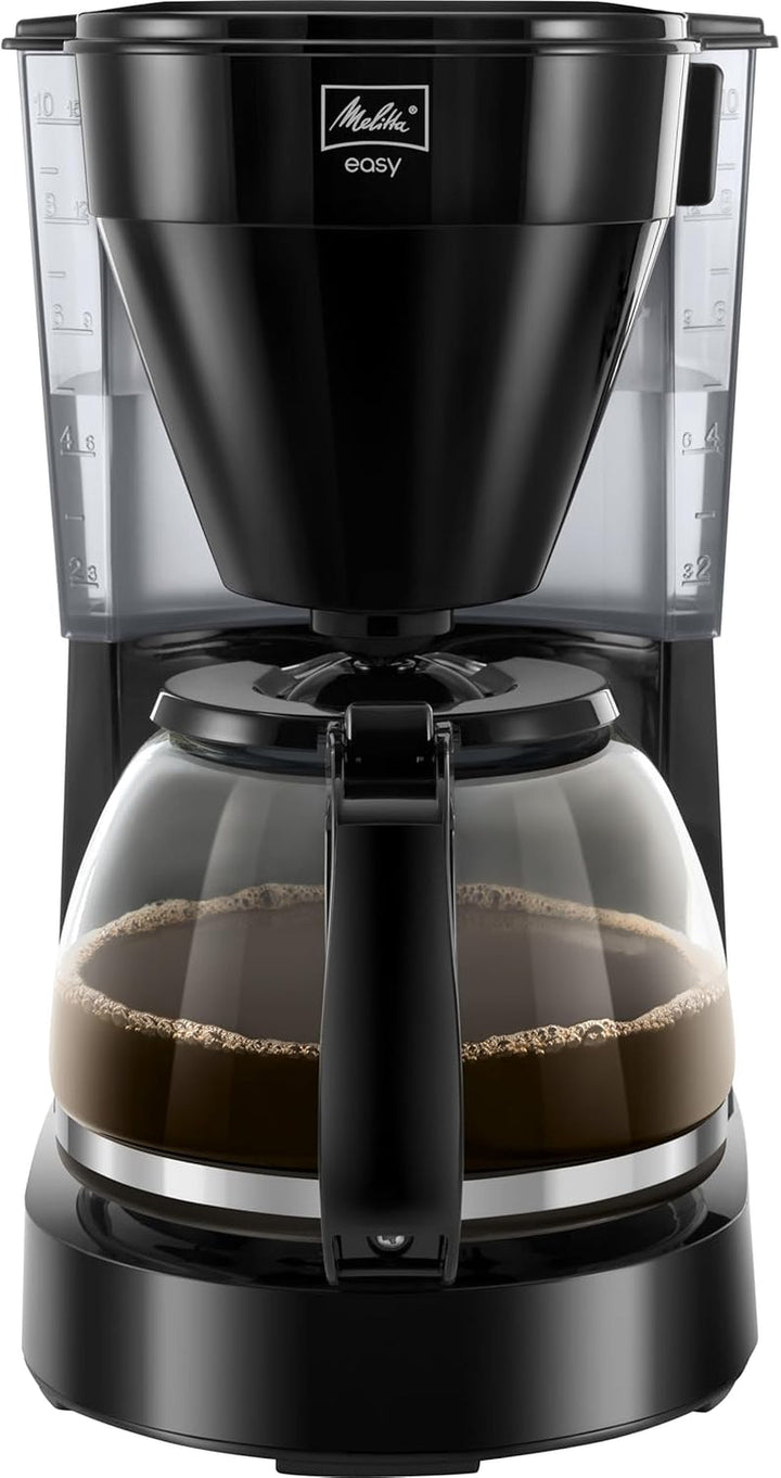 Melitta Easy - Cafetiera cu filtru pivotant detașabil, filtru de cafea cu ulcior din sticlă și opritor de picurare, pentru până la 10 cești de cafea, negru