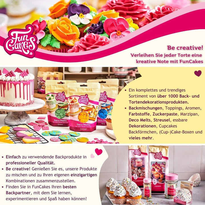 FunCakes Roll Fondant Sweet Pink: Ușor de utilizat, neted, flexibil, moale și pliabil, perfect pentru decorarea prăjiturilor, halal, kosher și fără gluten. 1 kg Pasta de zahar Naty Shop