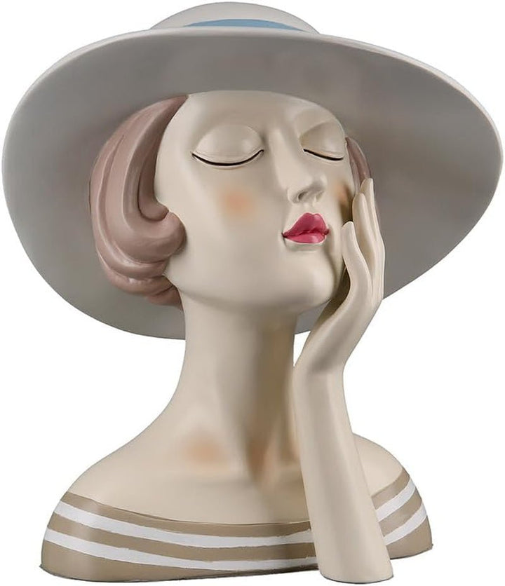 GILDE Figurină decorativă femeie africană Tortuga - Sculptură din rășină sintetică - Cadou decorare living pervaz - Culoare: maro, alb crem cu coș de fructe H 82 cm Statuete si sculpturi Naty Shop Alb cremă Înălțime 18 cm