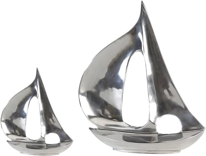 GILDE - Sculptură barcă din aluminiu - lucioasă - Decor baie - H. 35 cm Statuete si sculpturi Naty Shop