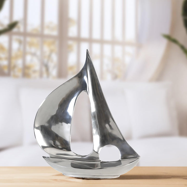 GILDE - Sculptură barcă din aluminiu - lucioasă - Decor baie - H. 35 cm Statuete si sculpturi Naty Shop