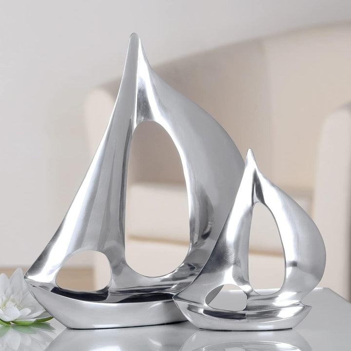 GILDE - Sculptură barcă din aluminiu - lucioasă - Decor baie - H. 35 cm Statuete si sculpturi Naty Shop