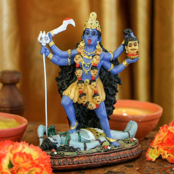 Hindu God Kali Ma Statue, India Goddess Kali Bhavatarini Destroyer Statue Decorative Hindu Goddess of Time and Death Figurine Murti Diwali Pooja Gifts Home Office Temple Mandir Altar Puja Items Statuete si sculpturi Naty Shop