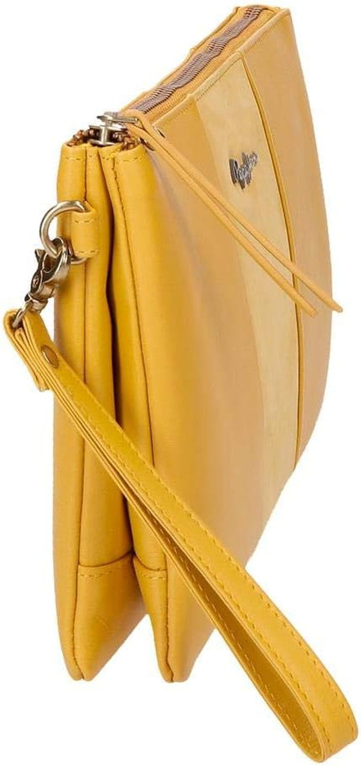 Pepe Jeans Double Wallet Geantă galbenă 27x17x2 cms piele Portofel Femei Naty Shop