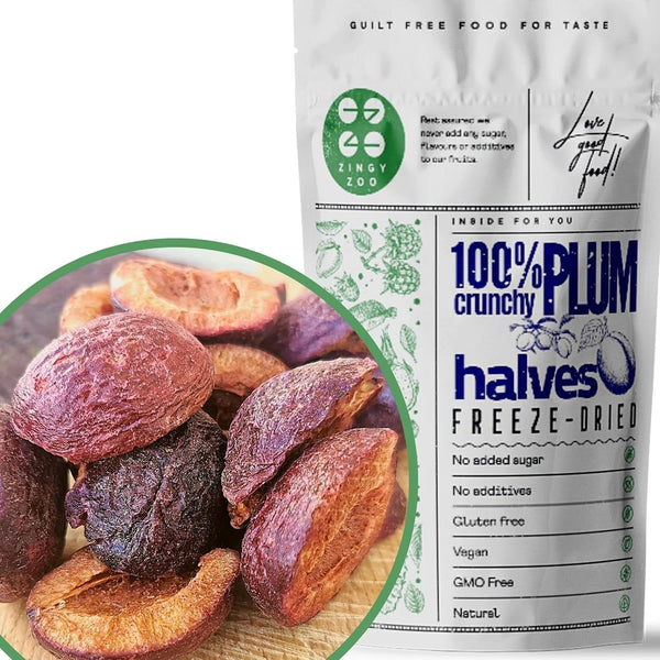 Prune liofilizate | Prune liofilizate 100% naturale | Fără zahăr adăugat Dulciuri liofilizate sănătoase | Prune liofilizate Fructe liofilizate Fructe liofilizate ZingyZoo Produse deshidratate Magazinul meu Titlu implicit