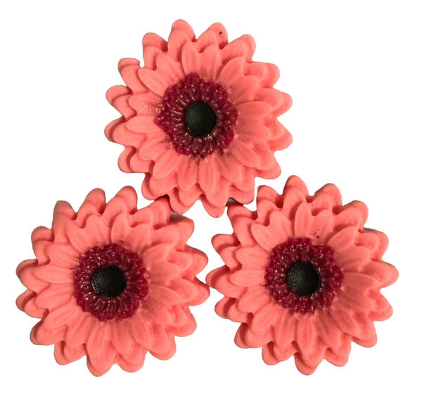 Set 3 decoratiuni comestibile din zahar, Gerbera roz - Nati Shop