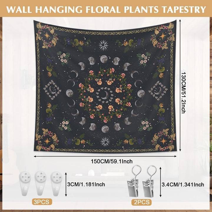 Tapiserie 130 130mx150m moon phases panza flori Casa - Accesorii si Decoratiuni Naty Shop