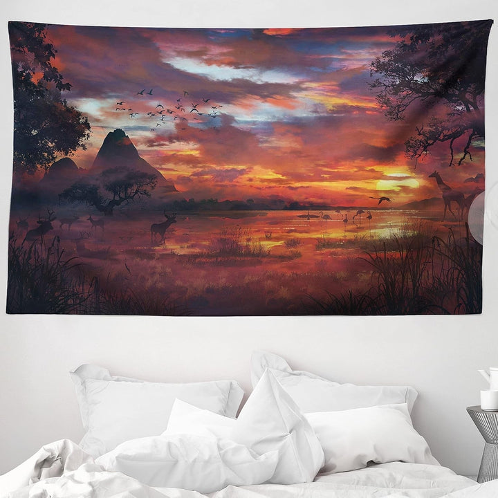 Tapiserie abakuhaus wanderlust harta animala lumii desene Casa - Accesorii si Decoratiuni Naty Shop Portocaliu Negru 230L X 140B Cm