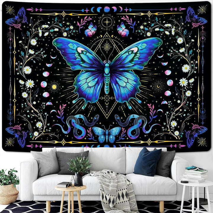 Tapiserie alishomtll fluture faza lunii florale daisy negru Casa - Accesorii si Decoratiuni Naty Shop