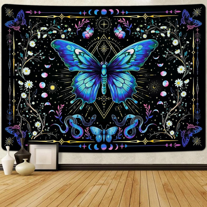 Tapiserie alishomtll fluture faza lunii florale daisy negru Casa - Accesorii si Decoratiuni Naty Shop Multi 210L X 150B Cm