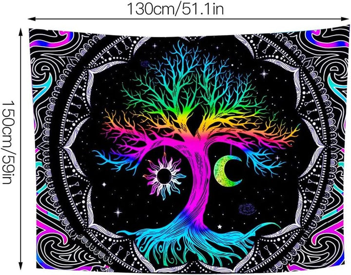Tapiserie fluorescent tree life psychedelic moon Casa - Accesorii si Decoratiuni Naty Shop