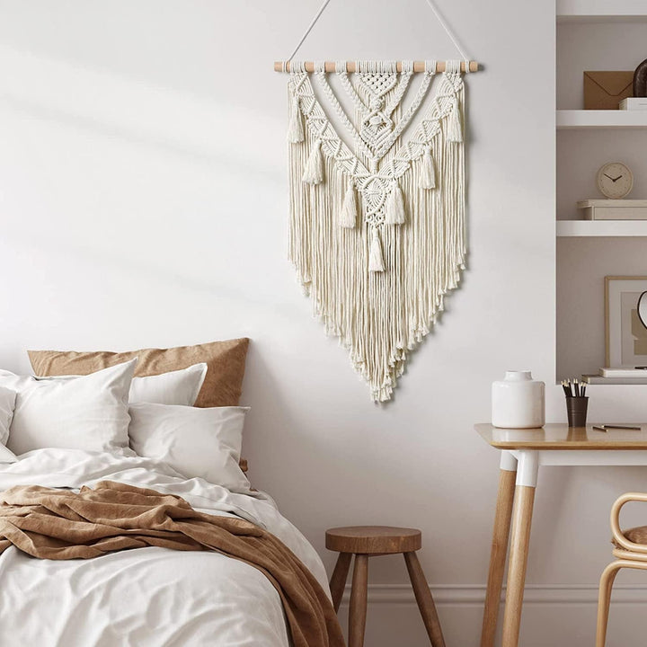Tapiserie geometric tesute bej bumbac arta Casa - Accesorii si Decoratiuni Naty Shop