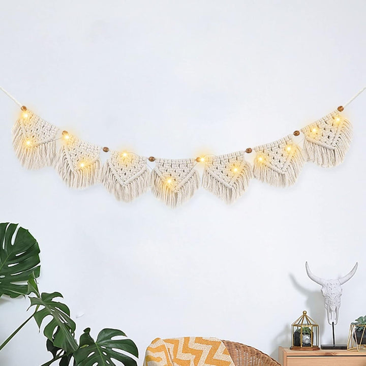 Tapiserie ihonyi deco chic fringed garland led Casa - Accesorii si Decoratiuni Naty Shop Bej 100*17cm