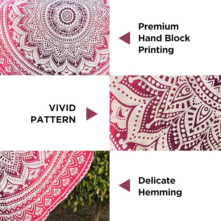 Tapiserie india prosop plaja rotund mandala hippie mare Casa - Accesorii si Decoratiuni Naty Shop