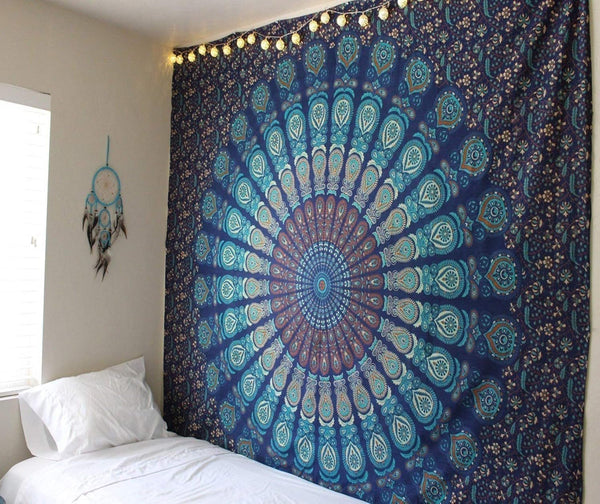 Tapiserie indian psihedelic mandala albastru turcoaz elefant Casa - Accesorii si Decoratiuni Naty Shop Default Title