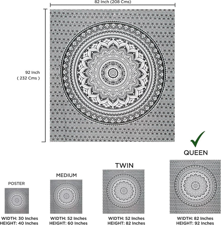 Tapiserie indian psihedelic mandala negru alb india Casa - Accesorii si Decoratiuni Naty Shop