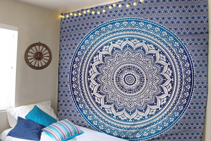 Tapiserie indiana mandala albastru estetica decorarea camerei Casa - Accesorii si Decoratiuni Naty Shop