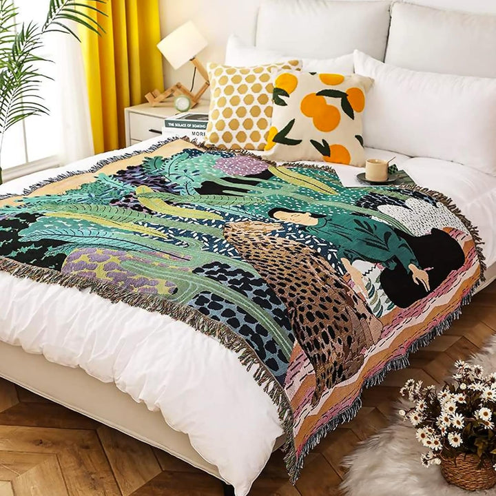 Tapiserie lumisyne double sided bumbac tesute patura arunca Casa - Accesorii si Decoratiuni Naty Shop Jungla