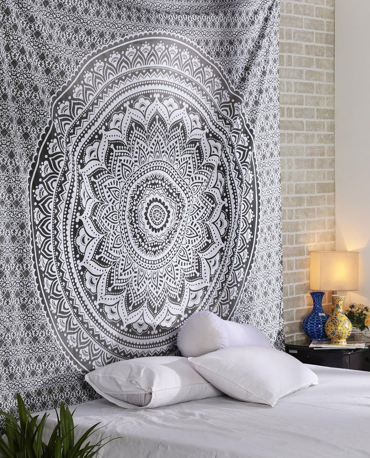 Tapiserie rajrang mandala bumbac verde mare Casa - Accesorii si Decoratiuni Naty Shop Gri 229L X 213B Cm