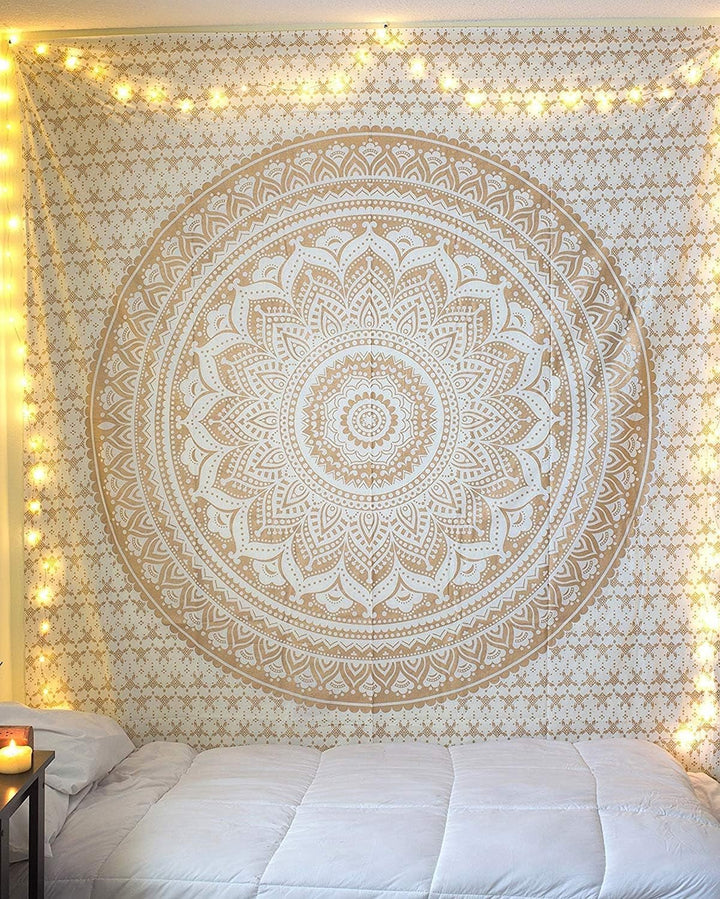Tapiserie rajrang mandala bumbac verde mare Casa - Accesorii si Decoratiuni Naty Shop Aur 229L X 213B Cm