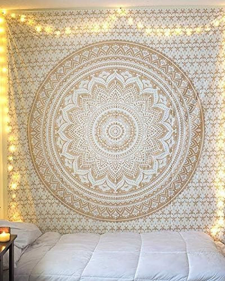 Tapiserie rajrang mandala bumbac verde mare Casa - Accesorii si Decoratiuni Naty Shop Aur 229L X 274B Cm