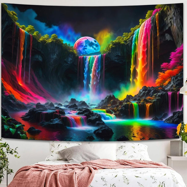 Tapiserie tapiterie cascada planetara fantezie lumina neagra Casa - Accesorii si Decoratiuni Naty Shop