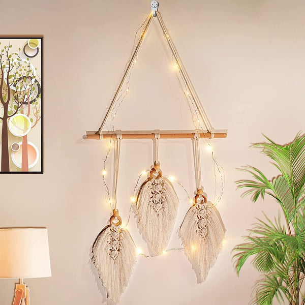 Tapiserie tesut manual tapiterie decorare peretilor camera copiilor Casa - Accesorii si Decoratiuni Naty Shop Trei frunze albe
