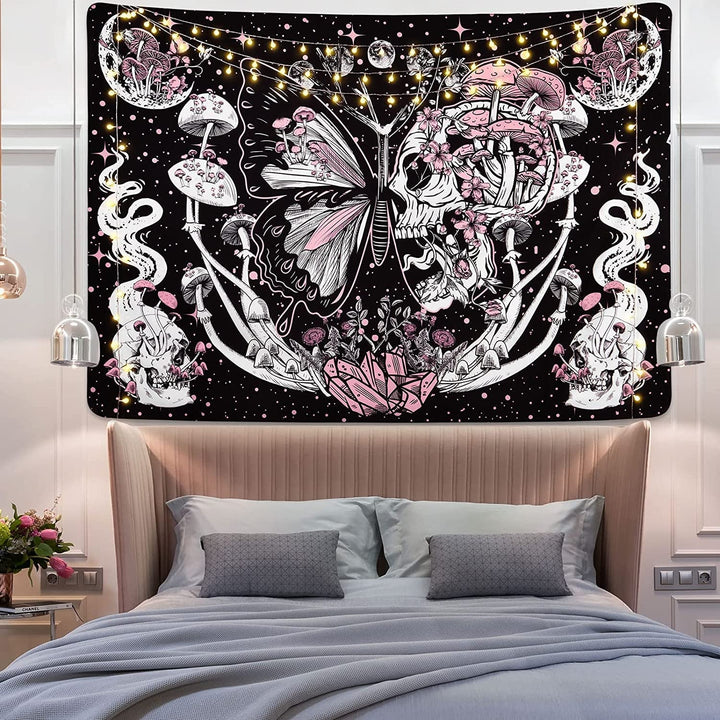 Tapiserie yrendenge fluturi schelet ciuperci casa stele luna Casa - Accesorii si Decoratiuni Naty Shop