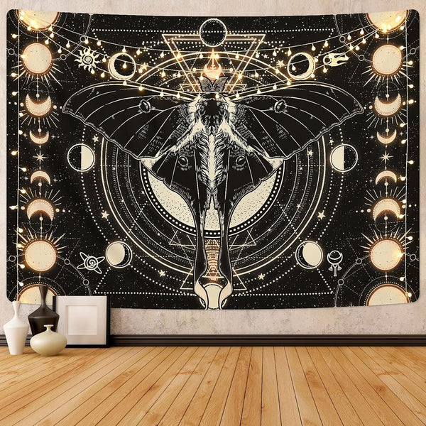 Tapiserie yrendenge moth negru sun moon natural Casa - Accesorii si Decoratiuni Naty Shop Default Title