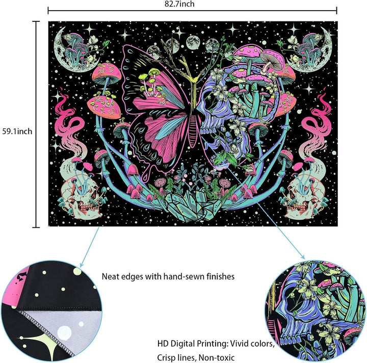 Tapiserie yrendenge tapiterie fluorescenta fluturi faza Casa - Accesorii si Decoratiuni Naty Shop