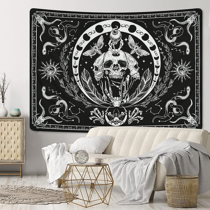 Tapiserie yugarlibi schelet negru sarpe molie panza estetic Casa - Accesorii si Decoratiuni Naty Shop