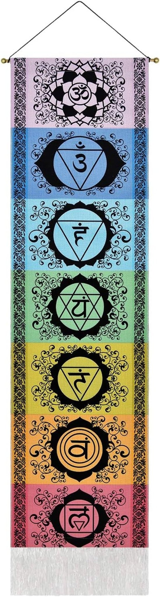 Tapiserie yugarlibi set agataturi chakra meditatie yoga trippy Casa - Accesorii si Decoratiuni Naty Shop Negru 130L X 32.5B Cm