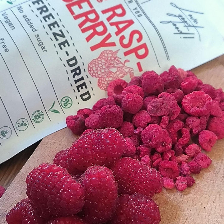 Zmeură liofilizată Bucăți rupte | XL 300g Fructe uscate Liofilizate | Zmeură uscată Fără gluten Fructe liofilizate | Fructe liofilizate | Zmeură liofilizată Produse deshidratate Naty Shop